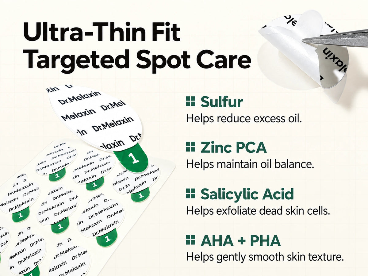 Ultra-Thin Fit targeted spot care: sulfur, zinc PCA, salicylic acid and AHA + PHA