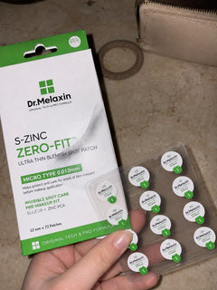 Zero-Fit pack and patch sheet photographed with flash