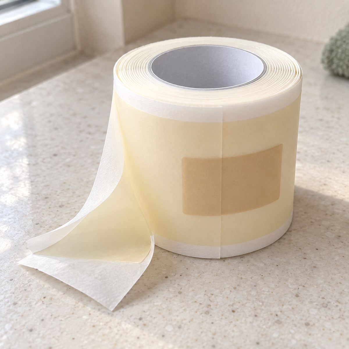 Product illustration of a hydrocolloid roll with peel-away backing